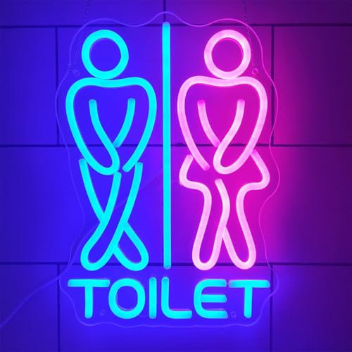 YHUEGH Toilette LED -Neonschild, 3D -Schnitzen -Neonlichter für Toiletten Indikator USB Leuchtschilder, Wandhängedekor für Bar Mall Waschräume Toilette Eingangsführer