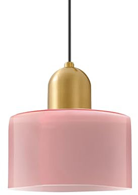 XIRYTU-H 20cm Lampada a Sospensione In Vetro Colorato, Finitura Oro Spazzolato, Altezza Regolabile, E27 Lampadario da Soffitto Moderna Per Cucina, Camera Da Letto, Soggiorno (Rosa)