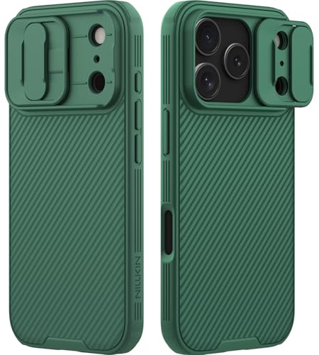 Nillkin CamShield Pro for iPhone 17 Pro Case Slide Privacy Camera Cover | Shockproof DustProof Antiskid Slim Protective Cover Case, Hard PC and TPU Phone Case for iPhone 17 Pro Green