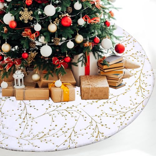 XIMEY Weihnachtsdecke Tannenbaum, Tannenbaum Decke Rund, 120cm, Weiß, für Weihnachtsdekoration