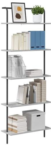 vidaXL Bookshelf Grey sonoma 60 x 24 x 168 cm Engineered wood, Stylish Storage Unit, Modern Wall-Mounted Organizer, Ample Rectangular Steel Shelf for Living Room and Bedroom Solutions