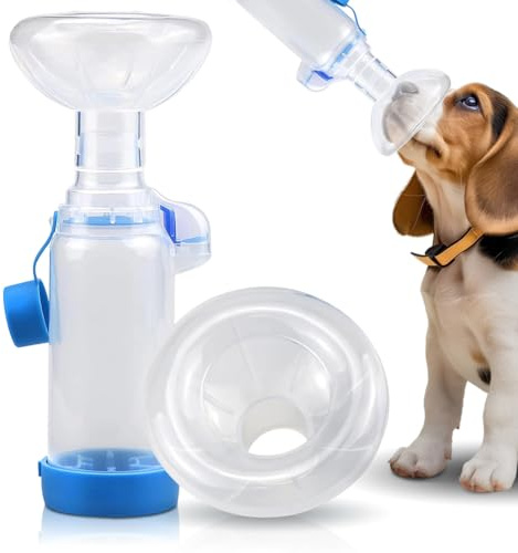 Yuragim Pet Inhalator Spacer mit 2 Größen Masken für Katzen Hunde, Katzen-Handinhalator-Abstandshalter mit Indikator, Haustier-Aerosolkammer für Zuhause und Draußen