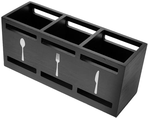 CONGARTENO Organizador de Cubiertos de Madera con Secciones Porta Utensilios y Cubertero para Encimera Caja para Almacenamiento de Cuchillos Tenedores y Palillos Diseño Elegante y Funcional