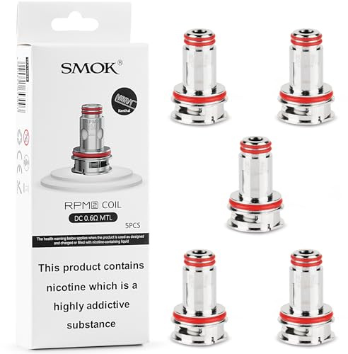 SMOK RPM 2 Mesh Coils 0.6ohm, 5 Pack | Compatible with RPM 2 Series POD, IPX80 Kit, RPM 2 Kit. Features mesh core for dense vapour and rich flavour. No Nicotine