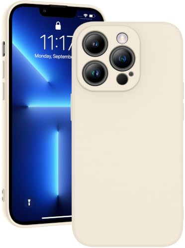 Qasyfanc Soft Silicone Case for iPhone 13 Pro 6.1-inch, White | Slim, Shockproof, Full Camera Protection, iPhone 13 Pro Cover with Anti-Scratch Microfiber Lining