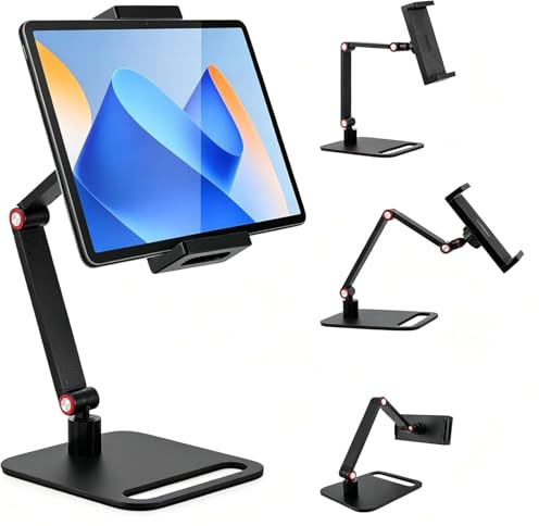Portable Monitor Stand,Tragbarer Monitorständer,Tablet Halterung 360° schwenkbar,Alu Tablet Arm für Tisch,Tablethalterungen Tisch verstellbar für Monitore bis 17,3 Zoll,ideal Home-Office Gaming