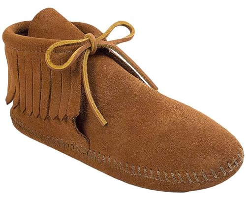Minnetonka Women's Classic Fringe Boot,Soft Leather Sole Brown,8 M US