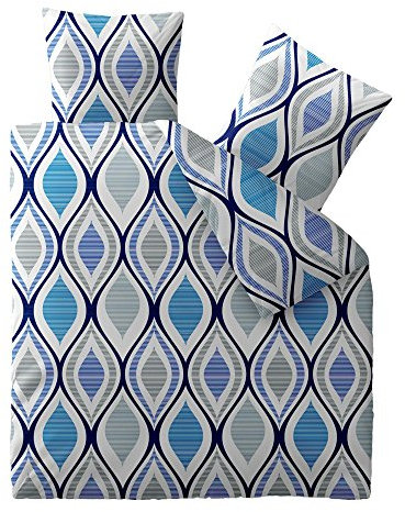 aqua-textil Concept Bettwäsche 200 x 220 cm 3teilig Mikrofaser Bettbezug Katja Retro Weiß Grau Blau