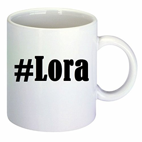 taza para café #Lora Hashtag Raute Cerámica Altura 9.5 cm diámetro de 8 cm de Blanco
