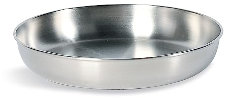 Tatonka Picnic Plate (Ø 16,5) - Flacher Camping-Teller aus hochwertigem Edelstahl (18/8) - Lebensmittelecht und resistent gegen Fruchtsäuren, Silber