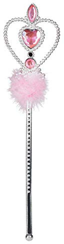 Boland - Zauberstab Anna, 32cm, Marabou Feder, Schmucksteine, Fee, Prinzessin, Karneval, Halloween, Fasching, Mottoparty, Theater