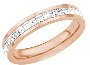 s.Oliver Ring Edelstahl Damen Ringe, mit Kristall, Roséfarben, Kommt in Schmuck Geschenk Box