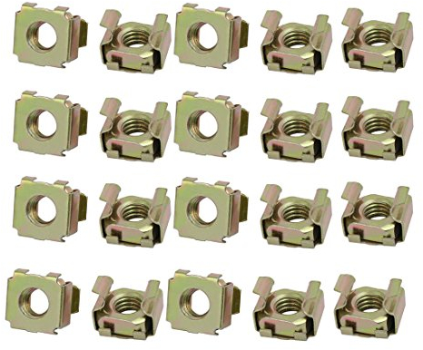 sourcingmap 20pcs écrou à cage M8 acier au carbone captif ton en laiton pour armoire d'étagère de serveur