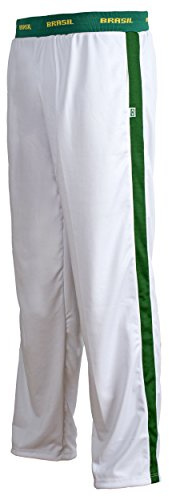 Unisex Brasilien Flagge Weiß Grün Capoeira Kampfsport Elastische Sport Hose Hosen 6 Größen