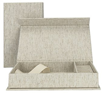Scatola porta USB per matrimonio, con scatola per foto, 13 x 18 cm, tessuto di lino, colore naturale