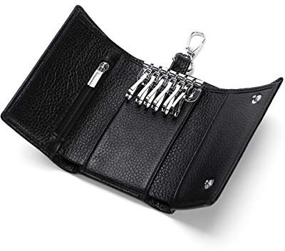 Meichoon Key Case Wallets Portable Portachiavi Portamonete Porta Carte Piccole Dimensioni Multi Elegante organizzatore per Ufficio, XF09 Nero