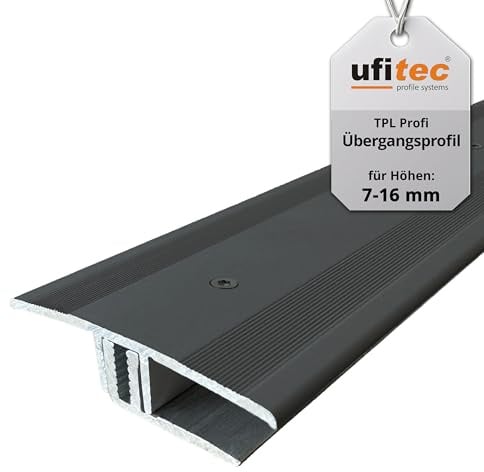 ufitec Profilsystem für Parkett- und Laminatböden - für Belagshöhen von 7-16 mm - viele Farben lieferbar (Übergangsprofil 45 mm Breit, Bronze Dunkel, 270 cm länge)