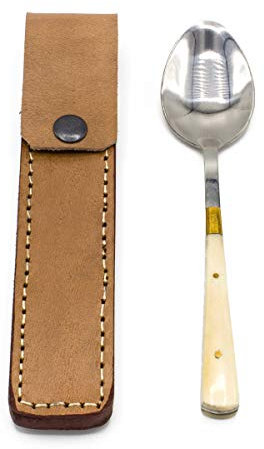 Vehi Mercatus Spätmittelalterlicher Löffel aus Edelstahl naturweißer Griff