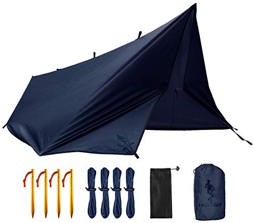 FREE SOLDIER Tarp Wasserdicht 3m x 3,2m Tarp Ultraleicht Zeltplanen UV Schutz Camping Sonnensegel Zelt Freien Multifunktionales Große Tarp für Camping, Wandern, Outdoor-Aktivitäten(Blau,mit Nägeln)