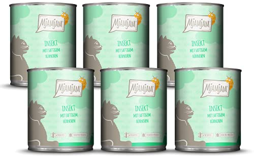 MjAMjAM - Premium Nassfutter für Katzen - Insekt mit saftigem Hühnchen, 6er Pack (6 x 800 g), getreidefrei mit Insektenprotein