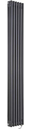 Milano Windsor 1200W Anthracite Cast Iron Style Vertical 3 Column Electric Radiator - 1800mm x 290mm