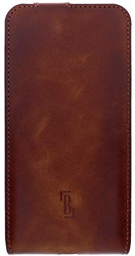 Burkley Flip Case Handyhülle für iPhone 12 Pro Max - Handytasche aus echtem Rindsleder, 360° Schutz mit Kartenfach - Stilvoll und praktisch