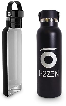 H2ZEN Borraccia in acciaio inox senza BPA con rivestimento interno in ceramica 600 ml doppio strato sottovuoto Senza gusto metallico (Nero)