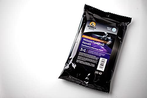 GORILLA - 1 Carton de 16 Sachets de Lingettes Nettoyantes - Lingettes pour Entretien Voiture - Plastique Intérieur - 16 Sachets de 30 Lingettes Nettoyantes