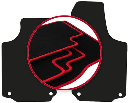 Wielganizator Velours Fußmatten 2-TLG Set passend für Opel Tigra B (2003-2008) | Qualität: LUX – Maßgenau & rutschfest – Schwarz/Rot