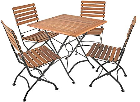 5-TLG. Holz Tischgruppe Wien Garten Möbel Sitzgruppe Sitzgarnitur Gartenset Set