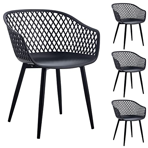 IDIMEX Esszimmerstuhl Madeira, schöner Küchenstuhl im Retro Design, bequemer Essstuhl im 4er Set, praktischer Essstuhl aus Kunststoff in schwarz