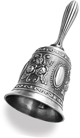 Hourwof Handglocke, Metallglocke, dekorative Hochzeitsglocke, Service-Glocke, Anrufglocke, Weihnachtsglocke, Silber