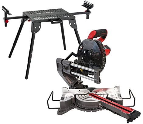 Excel 8.5 216mm Mitre Saw Large Base 1500W/240V ~ 50Hz with Laser - Mitre Cut 155 x 70mm - Compound Cut 155 x 35mm - Blade - Extension Bar - Dust Bag - No Load Speed 5000RPM