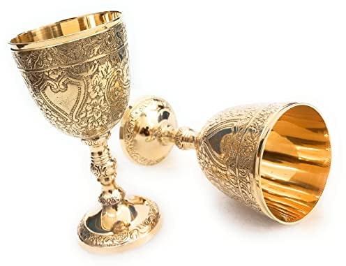 ALADEAN Vintage Chalice Goblet | 1pc Royal Wine Cups of King Arthur - Renaissance Medieval Gifts for Communion, Christmas Pack of 1pc (Roman Chalice)