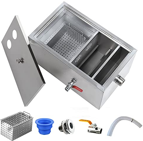 Intercepteur à Graisse, Intercepteur Graisse, Bac à Graisse en Acier Inoxydable avec Déflecteurs Amovibles Séparateur Huile-eau Sous Évier pour Restaurant Usine Maison Cuisine ( Size : 50x29x29cm )