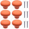 6Pcs Boutons de Meuble en Céramique Boutons de Tiroir de Placard en Céramique en Forme de Ronds Poignées pour Armoires de Cuisine de Bibliothèque (Orange)