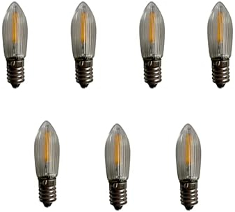 weigla LED Riffelkerzen SET für 7 flammige Schwibbögen - warmweiß - LED Filament Ersatzlampe für Lichterbögen - Leuchtmittel für Weihnachtsbeleuchtung - 7 x 34 V, 0,2 W, E10
