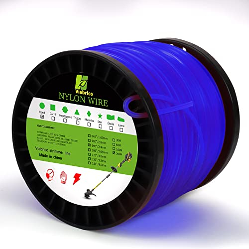 Viabrico Fil de fil en nylon résistant pour débroussailleuse électrique 200 m x 1,6 mm…
