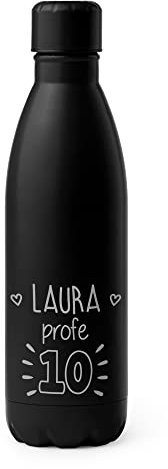 Regalo Original - Botella Personalizada Reutilizable para Profesores - Acero Inoxidable Doble Pared 790 ml - Regalo Original para Fin de Curso - Color Negro