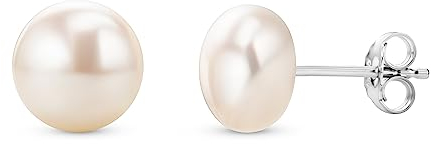 Orovi Schmuck Damen Perlen Ohrstecker mit runde weiße Süßwasser Zuchtperlen Zeitlose klassische Perlen Ohrringe aus 925 Sterling Silber