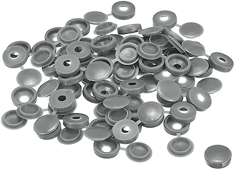sourcing map 200 Stück 5 mm Scharnierschrauben Abdeckkappen Kunststoff Faltschraube Snap Abdeckungen Unterlegscheibe Flip Schraube Schutz Abdeckung für M3 M4 M5 Schrauben, grau