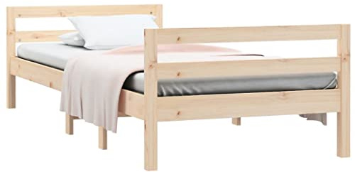 vidaXL Massivholzbett Einzelbett Bettgestell Bett Holzbett Bettrahmen Lattenrost Schlafzimmerbett Schlafzimmermöbel 90x200cm Kiefer