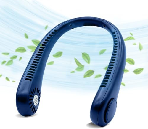 LT Ventilador de Cuello USB Recargable Sin Hojas con 3 Velocidades - Verde Oscuro (Azul Ultramar)