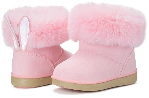 KVbabby Stivali Bambine Stivaletti da Neve Ragazze Caldo Fodera Bambini Stivali da Neve Scarpe da Invernali Antiscivolo Boots All'aperto EU26 =etichetta: 27 rosa b