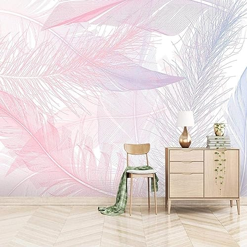 Rosa Feder 3D Fototapete Schlafzimmer Haus Dekor Wohnzimmer Kreative Kindertapete Tapete 3d Tapete Wanddekoration fototapete wandbild Schlafzimmer Wohnzimmer-350cm×256cm