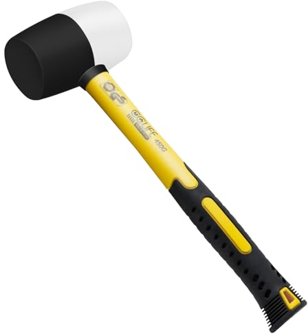 CCLIFE Gummihammer nero/bianco 450g Zertifiziert durch TÜV und GS Gummi hammer mit zwei Seiten, Schonhammer für Bodenleger und Fliesen