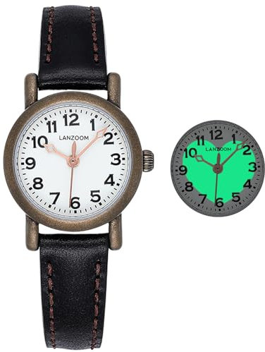 LANZOOM Night Heart Damen-Armbanduhr, leuchtendes Herz-Zifferblatt, Edelstahl-Quarzuhr, elegantes Vintage-Design, modisch und vielseitig, Deal-Geschenk für Feiertage und besondere Anlässe, Weiß, Retro