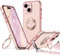 XYZ iPhone 15 Case with Stand, Heart Strap for Girls Women, Luxury Cute Bling Protective Phone Cover for iPhone 15, Pink