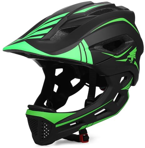 Kavolet Fahrradhelm Kinder, Kinderhelm Integriert Kinder Fullface Helm mit Abnehmbarem Kinnschutz, Downhill Helm für Radfahren, Skateboarden, Rollschuhlaufen, Roller (Unisex 52-58cm)