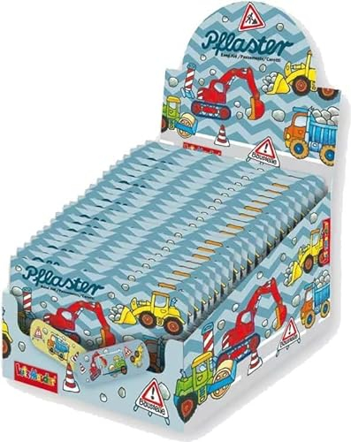 Lutz Mauder Kinder Pflaster Display Set mit 20 Pflasterbriefchen mit 2 Größen (200 Einzelpflaster), Kita, Kindergarten, Arzt, Hort, Erzieher, Geburtststag, Gastgeschenk (Baustelle)